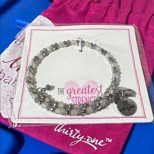 Thirty-One Women's Bracelet - Gray and Silver Beads
